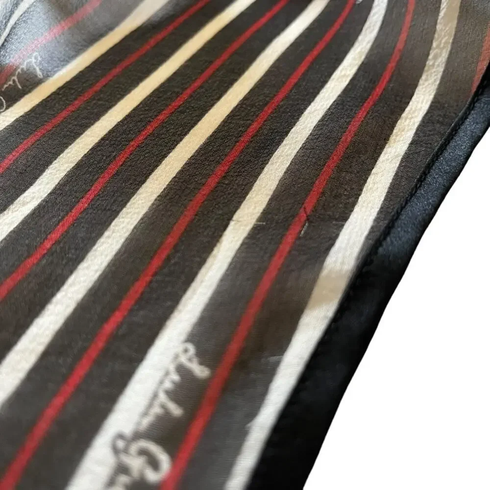 Lulu Guinness Dalmatian Dog Striped Silk Chiffon Triangle Diamond Scarf